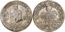 Alemania. 1611. Maximiliano de Austria. Orden Teutónica. 1 taler. (Kr. 1) (Dav. 5850). Rara. AG. 27,87 g. MBC/MBC+.