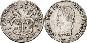 Bolivia. 1861. FJ. 8 soles. (Kr. 138.6). AG. 19,56 g. MBC+.