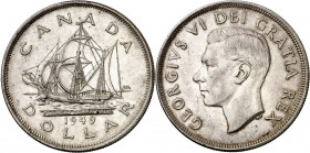Canadá. 1949. Jorge VI. 1 dólar. (Kr. 47). Terranova. AG. 23,28 g. EBC.