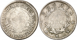 Colombia. Nueva Granada. 1838. Bogotá. RS. 1 real. (Kr. 91.1) (Restrepo 182-3). AG. 2,67 g. BC+.