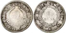 Colombia. Nueva Granada. 1845. Bogotá. RS. 1 real. (Kr. 91.1) (Restrepo 182-15). AG. 2,65 g. BC+/MBC-.