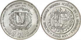 República Dominicana. 1975. 10 pesos. (Kr. 37). Asamblea de Gobernadores del Banco Interamericano de Desarrollo. AG. 28,11 g. EBC+.