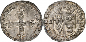 Francia. 1607. Enrique IV. Pau. 1/4 ecu. (Kr. 1.1). Bella. Rara así. AG. 9,52 g. EBC.
