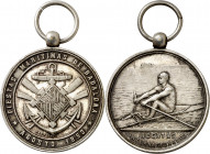 1893. (Cru.Medalles 863). Fiestas marítimas de Badalona. Firmado: Castells. Con anilla. Bronce plateado. 10,65 g. Ø30 mm. EBC.