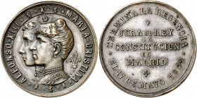 1902. Alfonso XIII. Madrid. Jura de la Constitución. Grabador: V. G. Escasa. Bronce. 11,67 g. Ø28 mm. MBC+.