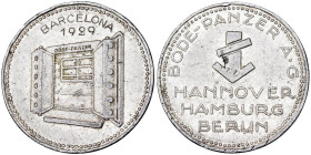 1929. Hannover. Bode-Panzer A. G. Jetón publicitario. (S.Gitons 65, mismo ejemplar). Aluminio. 6,30 g. MBC+.
