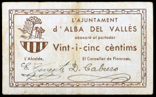 Alba del Vallès. 25 céntimos. (T. 65). Raro. MBC.