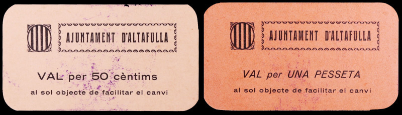 Altafulla. 50 céntimos y 1 peseta. (T. 183 y 184). 2 cartones, serie completa. M...