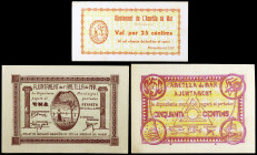 Ametlla de Mar. 25, 50 céntimos y 1 peseta. (T. 189, 190 y 193). 3 billetes, una serie completa. Escasos así. EBC-/EBC.
