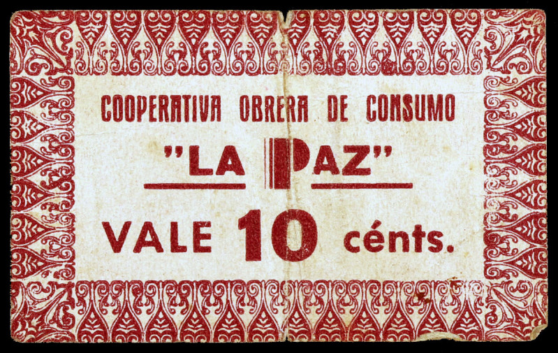 Barcelona. Cooperativa Obrera de Consumo "La Paz". 10 céntimos. (AL. falta, sólo...