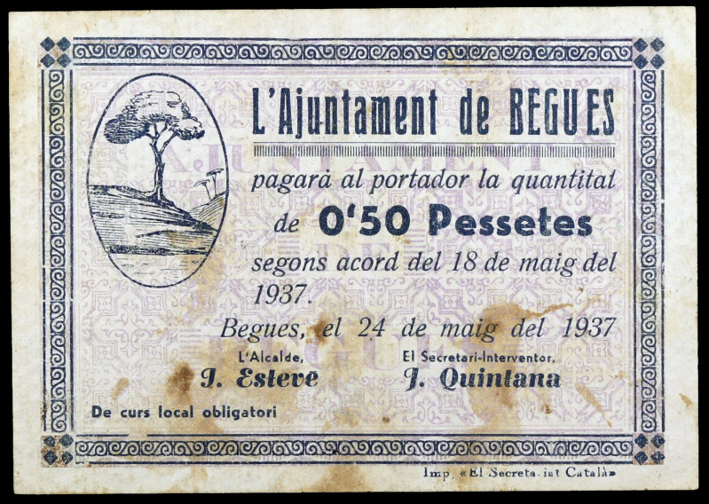 Begues. 50 céntimos. (T. 412). Manchitas. MBC.