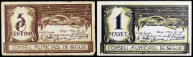 Begur. 50 céntimos y 1 peseta. (T. 415 y 416). 2 billetes, serie completa. BC+/EBC.