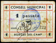 Borges del Camp, les. 1 peseta. (T. 584). Nº 222. Muy raro. BC+.