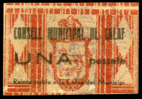 Calaf. 1 peseta. (T. 675). Celuloide. Raro. EBC.