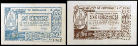 Castellbell i el Vilar. 25 y 50 céntimos. (T. 815a y 816). 2 billetes. Escasos y más así. EBC-.