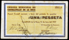 Castellfollit de la Roca. 1 peseta. (T. 847). Escaso. MBC-.