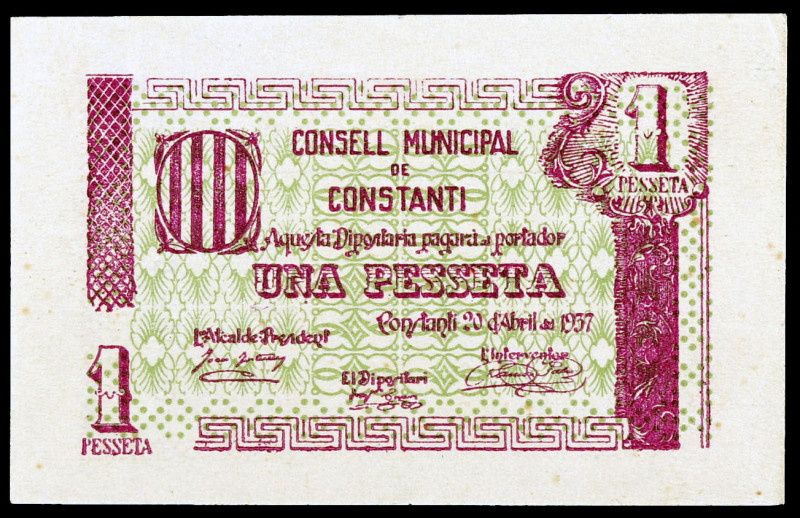 Constantí. 1 peseta. (T. 1004). Nº 0454. Raro y más así. S/C-.