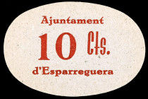 Esparraguera. 10 céntimos. (T. 1081). Cartón ovalado. Rarísimo. EBC+.