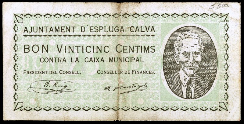 Espluga Calva. 25 céntimos. (T. 1088). MBC-.