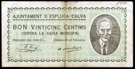 Espluga Calva. 25 céntimos. (T. 1088). MBC-.