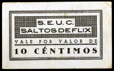 Flix. S.E.U.C. Saltos de Flix. 10 céntimos. (AL. falta). Raro. MBC-.