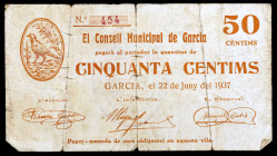 Garcia. 50 céntimos. (T. 1264). Nº 454. Muy raro. BC.