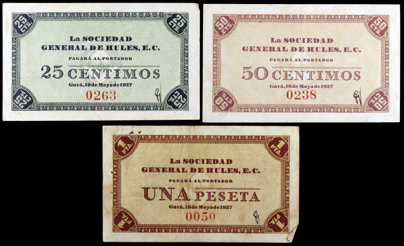 Gavà. La Sociedad General de Hules, E.C. 25, 50 céntimos y 1 peseta. (AL. 625, 6...