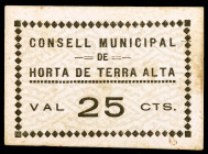 Horta de Terra Alta. 25 céntimos. (T. 1414). Cartón. Leves manchitas. Raro. MBC+.