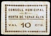 Horta de Terra Alta. 10 céntimos. (T. 1416). Cartón. Raro. MBC-.