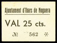 Ibars de Noguera. 25 céntimos. (T. 1442a). Cartón. Muy raro y más así. EBC-.