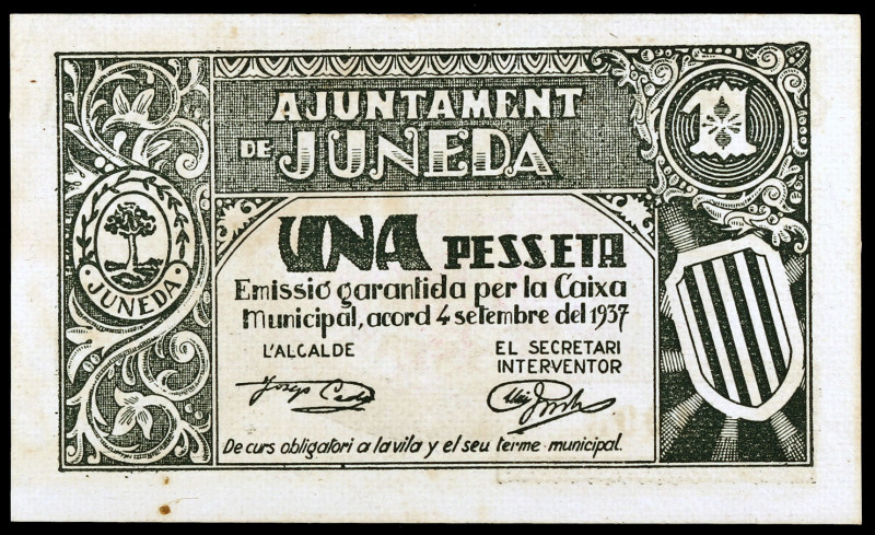 Juneda. 1 peseta. (T. 1480). Escaso. MBC+.