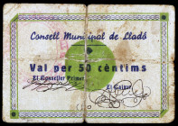 Lladó. 50 céntimos. (T. 1507). Cartón. Raro. BC.