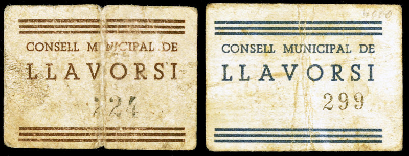 Llavorsí. 50 céntimos y 1 peseta. (T. 1534 y 1535) 2 cartones, serie completa nº...