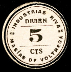 Masías de Voltregà. Industrias Riva. 5 céntimos. (AL. 2969). Cartón redondo. Ex Áureo 23/01/2002, nº 2570. Escaso. EBC.
