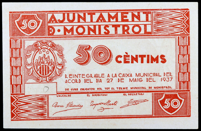 Monistrol. 50 céntimos. (T. 1751b). Escaso así. EBC+.