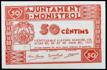 Monistrol. 50 céntimos. (T. 1751b). Escaso así. EBC+.