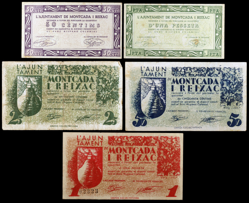 Montcada i Reixac. 25, 50 céntimos (dos) y 1 peseta (dos). (T. 1790d, 1791c, 179...