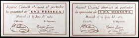 Mont-Ral. 25 céntimos. (T. 1829b). Pareja correlativa. S/C-.