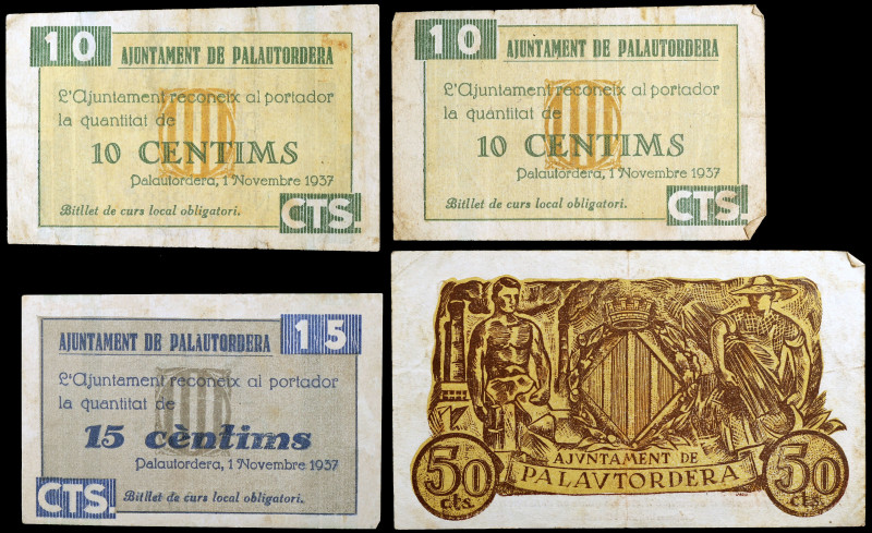 Palautordera. 10 (dos), 15 y 50 céntimos. (T. 2032, 2033b, 2034 y 2034c). 4 bill...