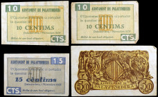 Palautordera. 10 (dos), 15 y 50 céntimos. (T. 2032, 2033b, 2034 y 2034c). 4 billetes, todos los de la localidad más una variante. BC/MBC.