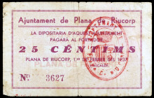 Plana de Riucorb, la. 25 céntimos. (T. 2154c). Raro. BC.