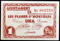 Planes d'Hostoles, les. 1 peseta. (T. 2165a). Raro. MBC+.