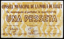 Pobla de Lillet, la. 1 peseta. (T. 2195). MBC-.