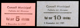 Vallalta del Maresme. 5 y 10 céntimos. (T. 3055 y 3056ad). 2 cartones, serie completa. Ex Colección Olabarría 14/02/2019, nº 5666. Raros y más así. EB...