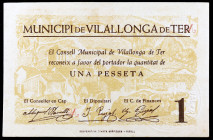 Vilallonga de Ter. 1 peseta. (T. 3250). Raro y más así. EBC-.