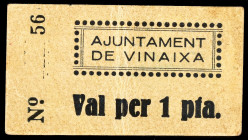 Vinaixa. 1 peseta. (T. 3371a). Cartón nº 56. Muy raro. MBC-.