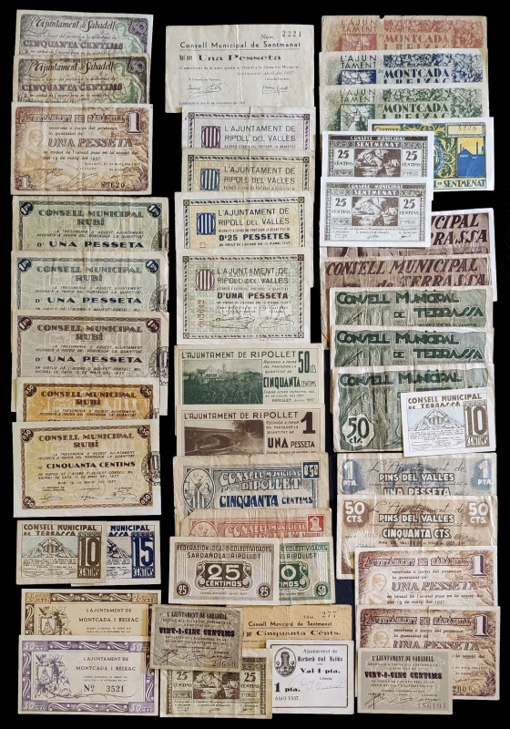Lote de 44 billetes de distintos municipios del Vallès Occidental. A examinar. B...