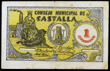 Castalla (Alicante). 1 peseta. (KG. 255) (T. 552) (RGH. 1745). Escaso. MBC-.