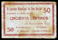 Don Benito (Badajoz). 50 céntimos. (KG. 320) (RGH. 2239). BC.