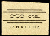 Iznalloz (Granada). 50 céntimos. (KG. 421) (RGH. 2965). Cartón. Muy raro. EBC.